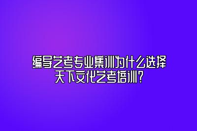 编导艺考专业集训为什么选择天下文化艺考培训？ 